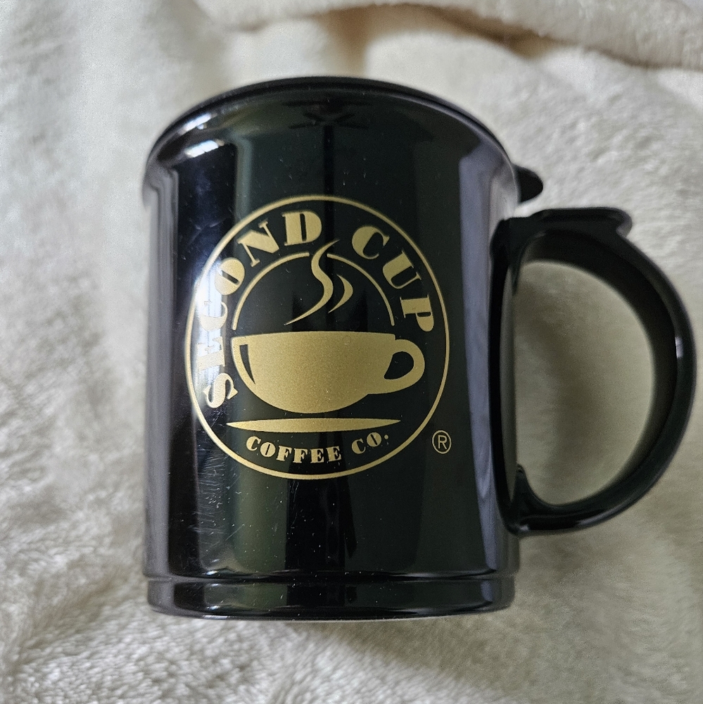 NWOT Second Cup Black Travel Coffee Mug